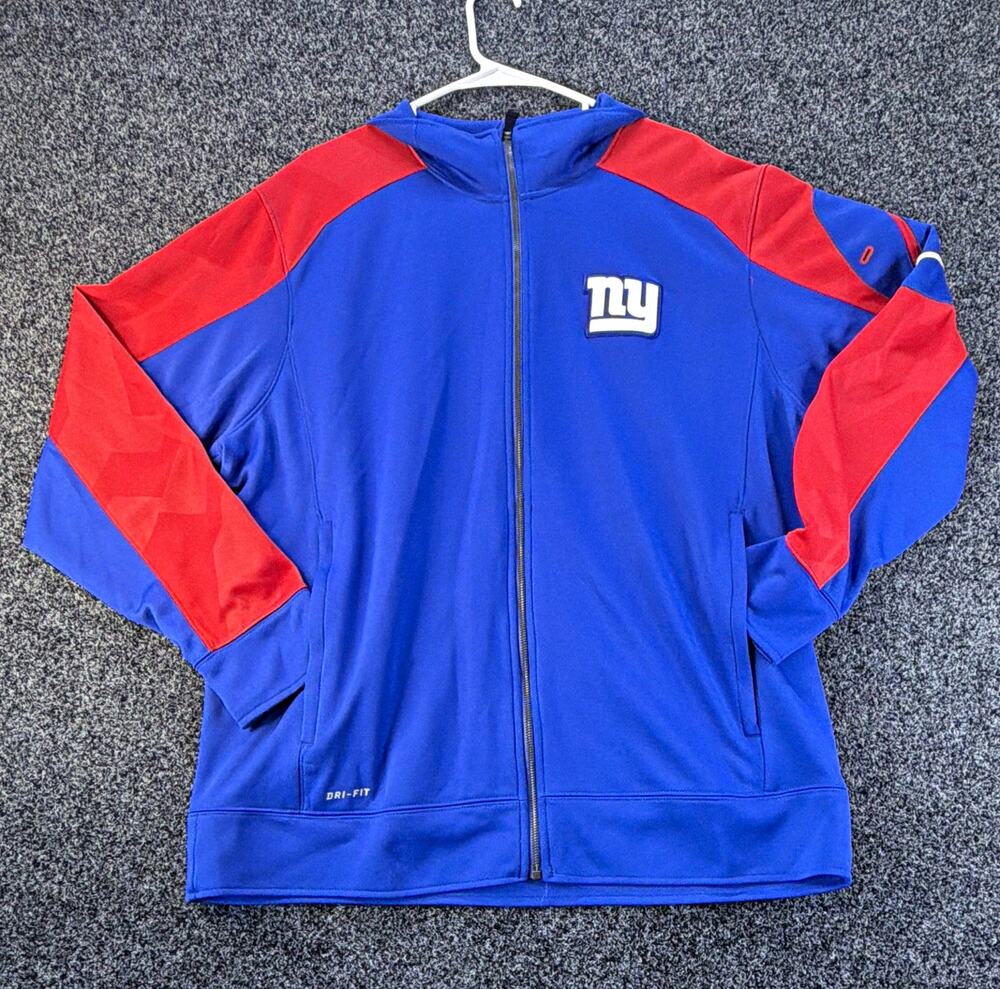 Nike New York Giants NFL Dri-FIT Full Zip Jacket Blue Red, Men's XL